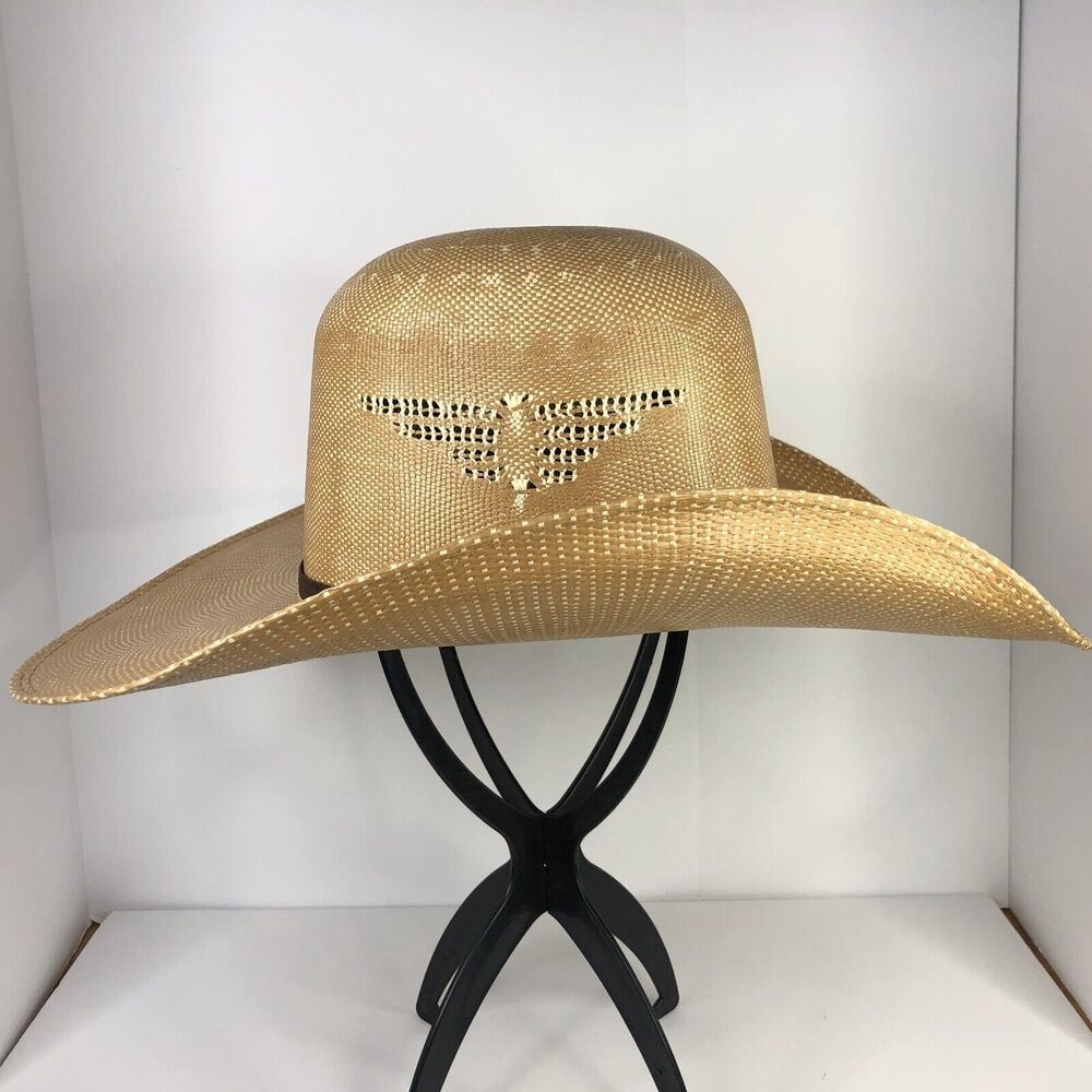 Resistol Cowboy Hat Tan Size US 6 3/4 Woven Straw Open Crown Western Wear